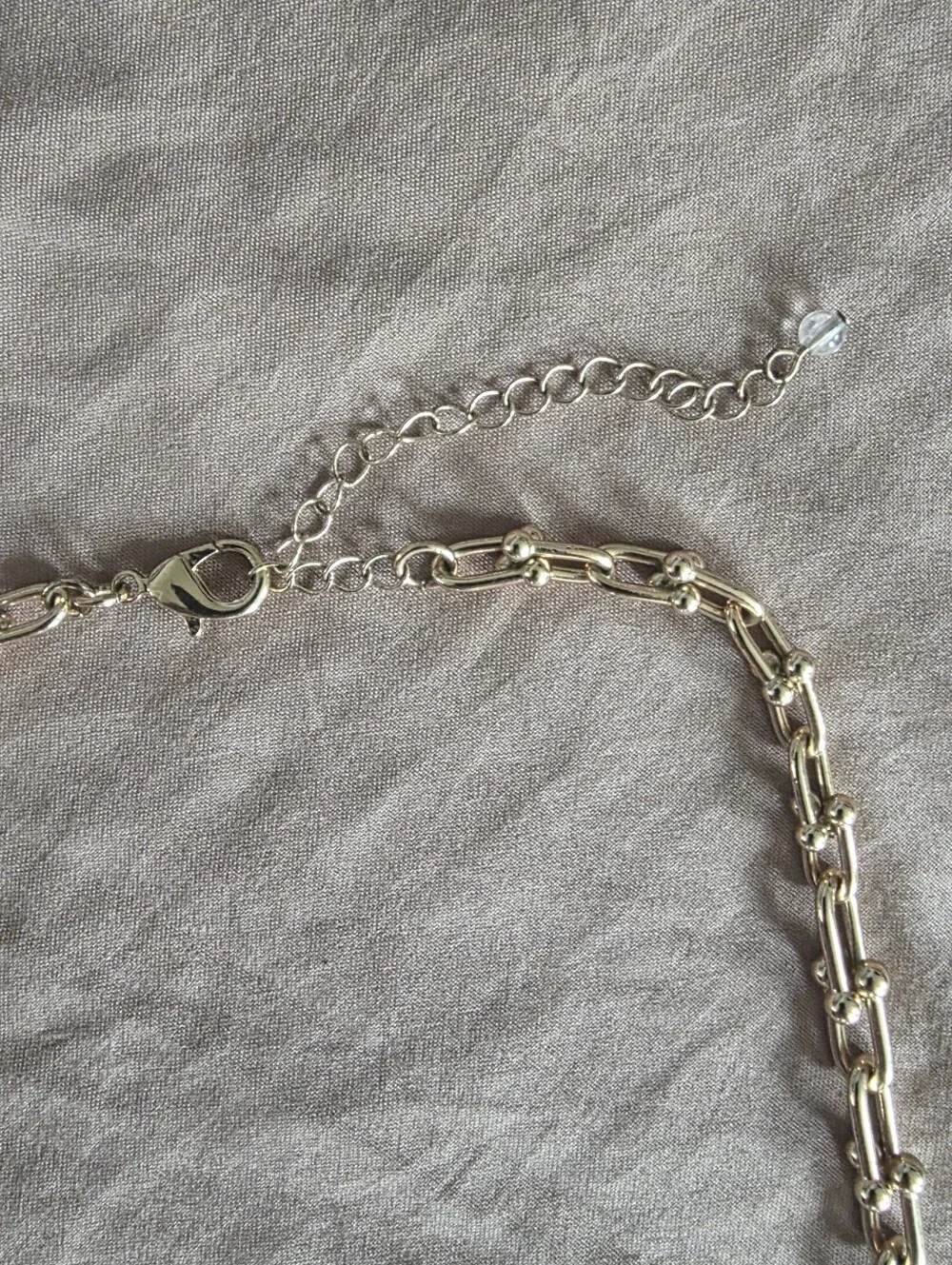 Goldtone Chain Link Necklace And 18kt Gold Over Sterling Silver Hoop Earrings